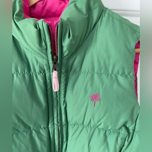 Lily Pulitzer Women’s Reversible Pink Green Puffer Vest, size S, 100% polyester - Picture 12 of 14